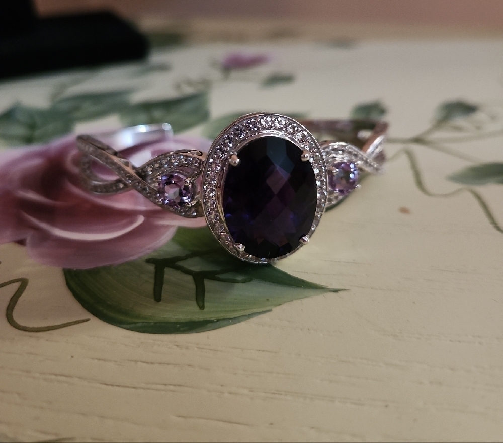 JTV Amethyst White Topaz Bracelet Sterling Silver Size 7